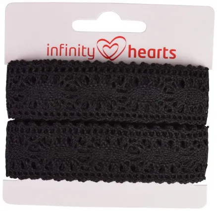 Infinity Hearts Δαντελένια Κορδέλα Πολυεστέρας 25mm 11 Μαύρο - 5m