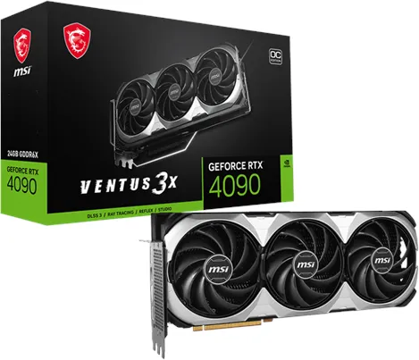 MSI GeForce RTX 4090 VENTUS 3X E OC - 24GB GDDR6X RAM - Κάρτα γραφικών