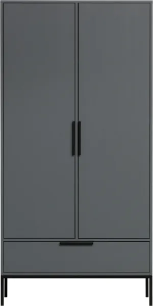 Adam, Highboard, Δίφυλλο, γκρι, H200x53x100 cm, ξύλο πεύκου
