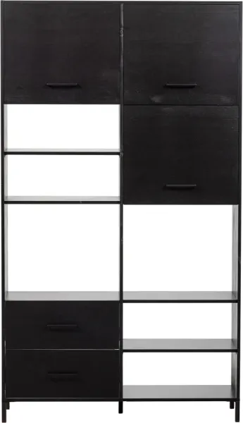 Aiko, Highboard, μαύρο, H194x35x110 cm, ξύλο πεύκου