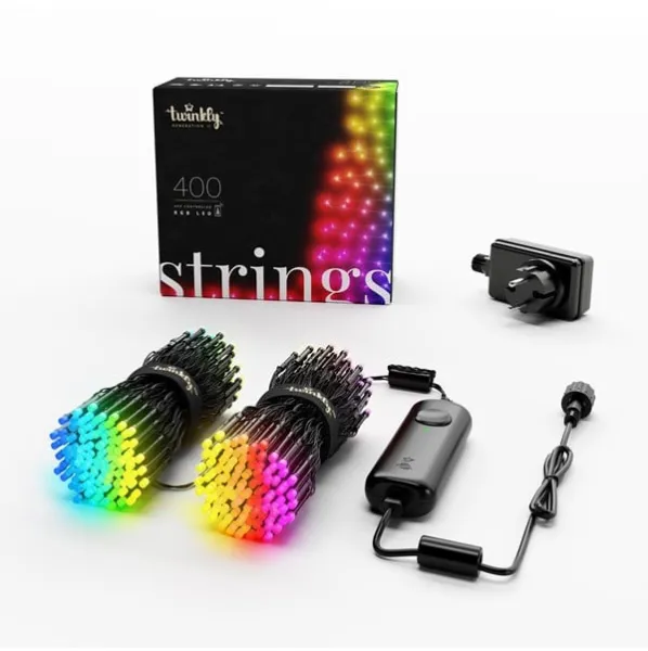 Twinkly Strings - 400 RGB LED ελεγχόμενα μέσω εφαρμογής. 32 μέτρα. Μαύρο καλώδιο.