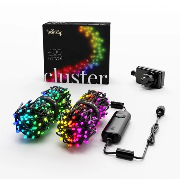 Twinkly Cluster - 400 RGB LED ελεγχόμενα μέσω εφαρμογής. 6 μέτρα. Μαύρο καλώδιο.