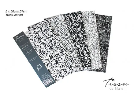 Tissu de Marie Fat Quarter Onyx 50x57cm - 5 τεμ.