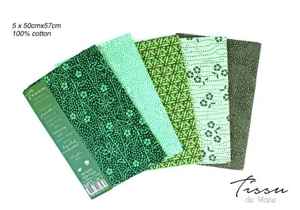 Tissu de Marie Fat Quarter Emerald 50x57cm - 5 τεμ.
