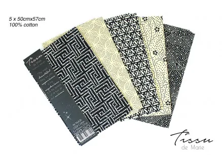 Tissu de Marie Fat Quarter Μεσάνυχτα 50x57cm - 5 τεμ.