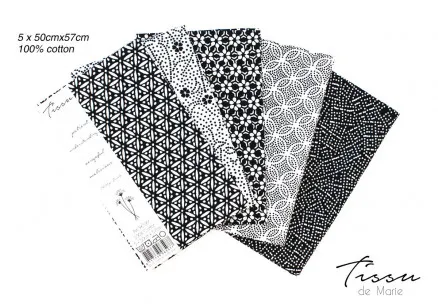 Tissu de Marie Fat Quarter Neutral Perle 50x57cm - 5 τεμ.