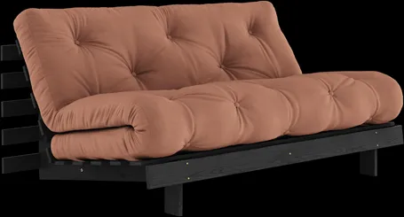 Καναπές-κρεβάτι Karup Design Roots με στρώμα Roots 160x200 Clay Brown/Μαύρο λακαρισμένο