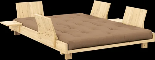 Καναπές-κρεβάτι Karup Design Social με 4 πλάτες, πλαϊνά τραπέζια και στρώμα 140x200 Μόκα/Ανοιχτό λούστρο
